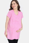 Zivame Maternity Summer Thyme Knit Cotton Top - Begonia Pink — thumbnail 2
